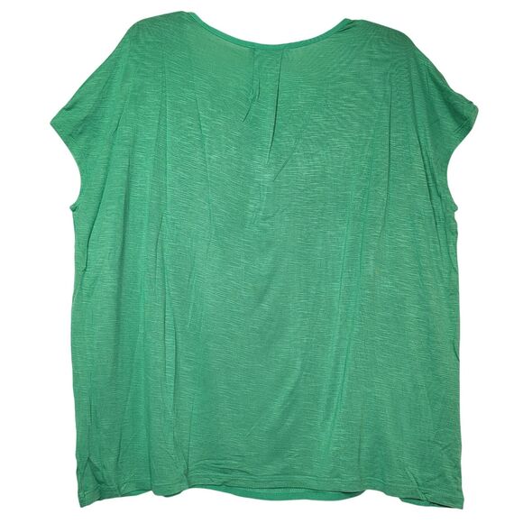 Nine West Women's Cap Sleeve V-Neck Fashion Top Green Spruce Size Large - Picture 2 of 9